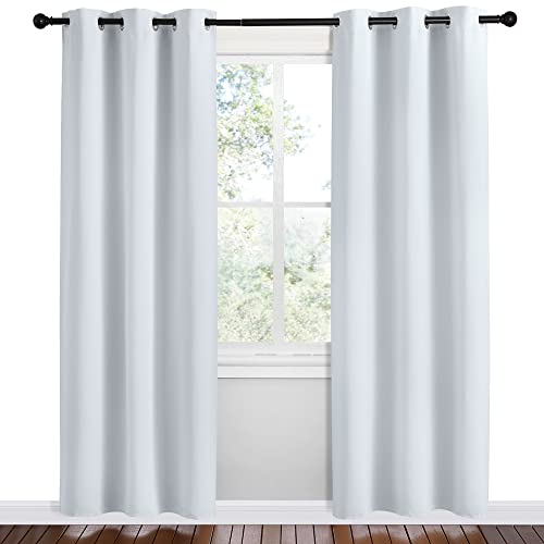 Image of NICETOWN Room Darkening Draperies Curtains Panels, Greyish White, 2 Panels, 42 by 78, Window Treatment Thermal Insulated Grommet Room Darkening Curtains /Drapes for Bedroom