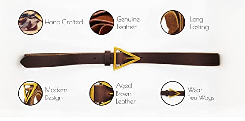 Elemental Leather | Belts For Women | Genuine Leather Belt | Women's Brown Belt | Leather Belt With Antique Gold Buckle #TOP3