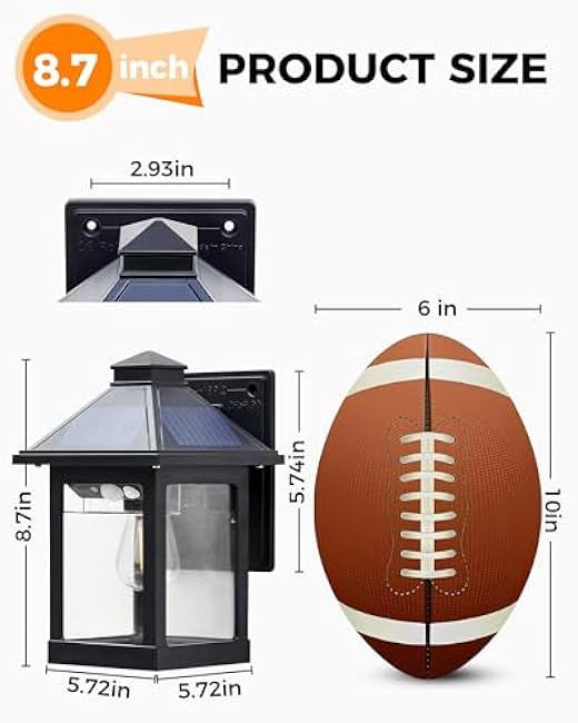 LUHLEE Solar Porch Lights Outdoor,2 Pack Motion Sensor Solar Wall Lights,IP65 Waterproof Wall Sconce Lights Outdoor with 3 Lighting Modes for House, Porch, Front Door, Garage, Shed, Patio