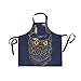 Domiking, grembiule da cucina da donna, stile steampunk gufo, grembiule unisex con tasche sul collo regolabile per cucinare il forno e il giardinaggio