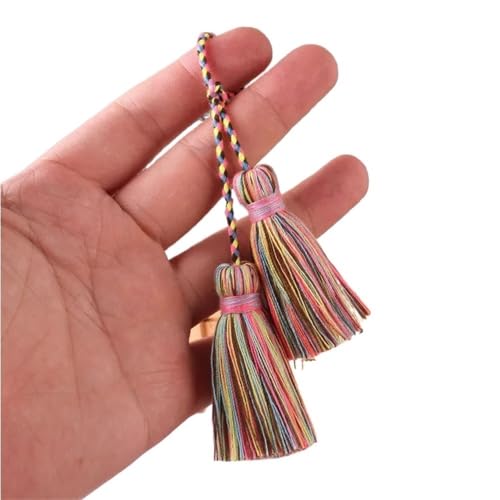 Los marcadores de artesanía fluyen, Pack De 2 Borlas De Hilo De Algodón Multicolor 5cm Púa 22cm Cuerda(Gold)