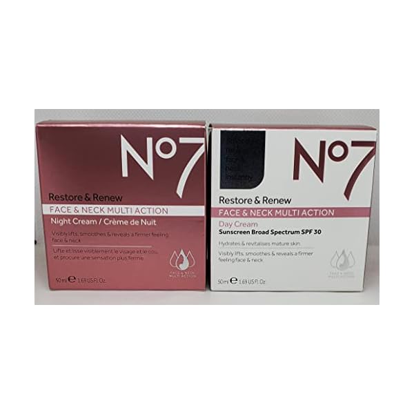 No7 Restore & Renew FACE & NECK MULTI ACTION Day/Night Creams 2 x 50ml