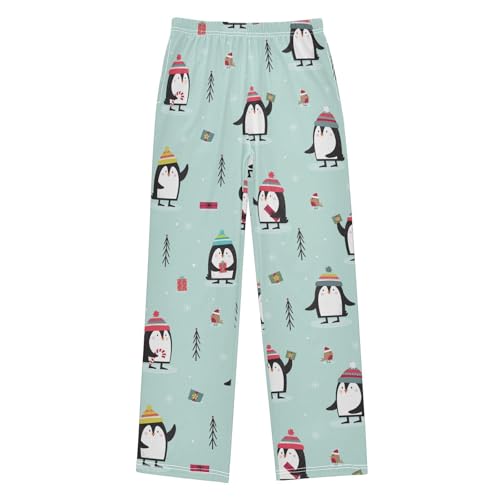 Boys' Pants Penguin Robin Gifts Christmas Tree Blue Long Bottom Jogger Pants Elastic Waist Trousers with Pockets S-XL