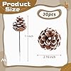 20 Pieces Christmas Pine Cones Decorations Picks, 2 Inch Natural Pine Cones Snow Tipped with Wired Picks White Craft, for Xmas Tree Garland Wreath Ornaments Pinecones Decorating #2