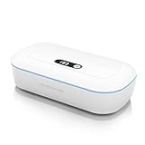 VEGOATY UV-Handy-Desinfektionsmittel aus ABS: UV Desinfektionsbox mit Digitalanzeige, Stromversorgung über USB Nail Tools Sterilisator mit 2 Tropfer für Handy, Masken, Brillen, Schlüssel usw （Weiß）