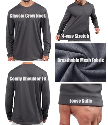 3 Pack Men's Long Sleeve Shirts Quick Dry Moisture Wicking Lightweight Sun Protection T Shirt for Running Outdoor Activities4