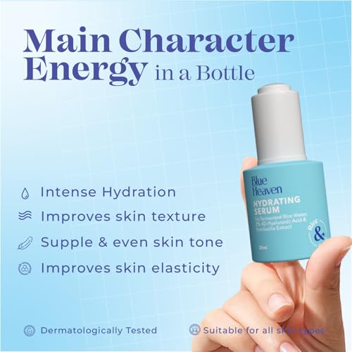 Image of Blue Heaven Hydrating Face Serum for Women infused 5% Fermented Rice Water + 2% 4D Hyaluronic Acid + 0.5% Kombucha Extract | Increase Skin Elasticity | Glowing Skin & Reduces Fine Lines | 20ml