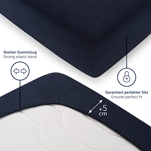 Blumtal® Premium Spannbettlaken 180x200 Matratze Jersey 2er Set - Oeko-TEX zertifiziertes Bettlaken aus Baumwolle - Leintuch 180x200 Dark… – Ansicht 4