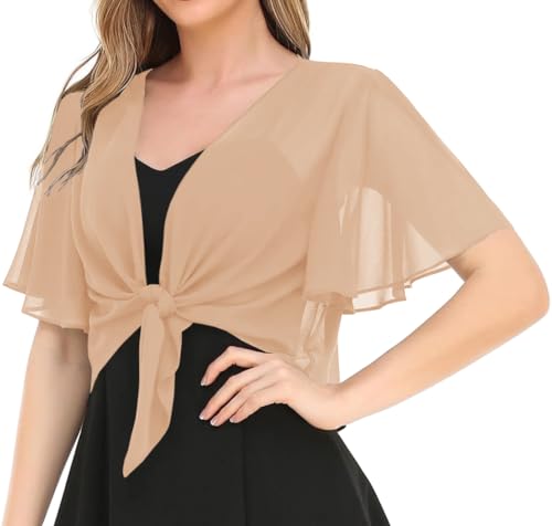 Image of Women's Solid Puff Sleeve Kimono Short Cardigan Loose Cover Up Casual Blouse Top Chiffon