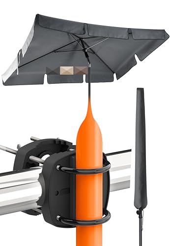 4smile Sonnenschirm Balkon SunnyShade - Sonnenschutz Balkon 3-in-1 SET, Anthrazit - UPF 50+ Sonnenschirm rechteckig 200 x 125 cm + Sonnenschirmhalter Balkongeländer + Sonnenschirmhülle