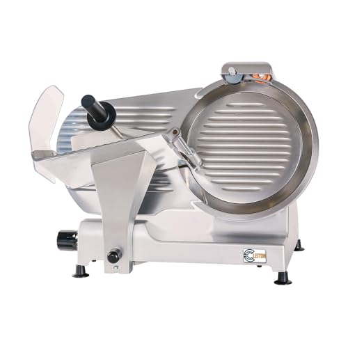 Cleiton® Cortadora de Fiambre Profesional Eléctrica 220V Sobremesa Cuchilla de 300 mm de Diámetro 380W de Potencia | Cortaembutidos Regulable en Espesor 0-16 mm Ideal para Jamón y otros Embutidos