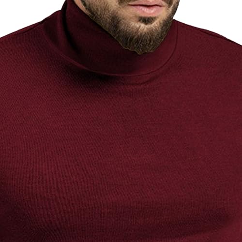 Men's High Neck Knitted Sweater Classic Turtleneck Twisted Casual Pullover High Elasticity Knit Jumper Tops4
