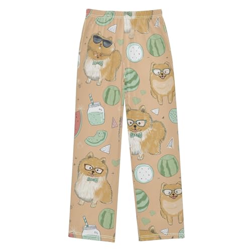 ZZXXB Pomeranian Watermelon Boys Long Pants Soft Trousers Elastic Waist Kids Lounge Bottoms with Pockets S-XL
