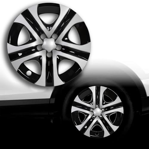 ECOTRIC 17" Hubcaps Wheel Covers Wheel Skins Compatible with 2013-2018 Toyota RAV4 LE, R17 Wheel Rim Cover, 5 Spoke, Silver/Black Plastic - Set of 4 by ECOTRIC - Image 6