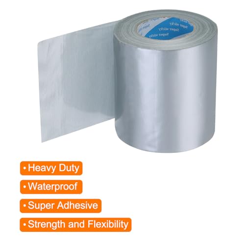 Image of uxcell Heavy Duty Duct Tape, 6 Inch x 55 Yard Waterproof Flexible Hand Tear Strong Adhesive Duct Tapes for Crafts DIY, Fixing, Repairs, Silver