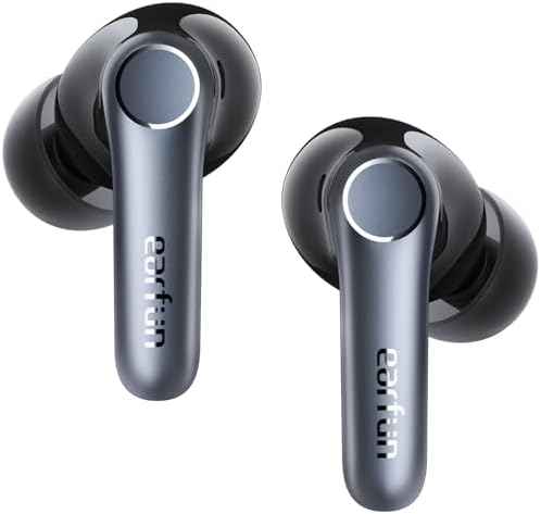 EarFun Air Pro 4 Hybrid Adaptive Noise Canceling Wireless Earbuds Bluetooth, 2024 VGP Award, Qualcomm Snapdragon Sound, aptX™ Lossless, 6 Mics AI Call, LDAC Hi-Res Audio, BT5.4, 52H, Sliver Black