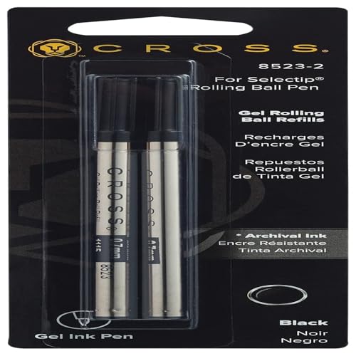 Cross Selectip Gel Rollerball Pen Refill, Medium Point, Black, 2-Pack (8523-2)