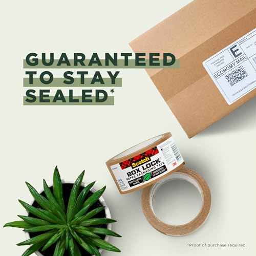 Scotch Box Lock Paper Packaging Tape, 1 Roll , 48 mm x 22.8 m - Brown Paper Tape, Curbside Recyclable, 1 Roll Paper Tape - Image 4