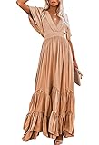 Women Summer Boho Maxi Dresses Swing Long Party Beach Dress Orange L