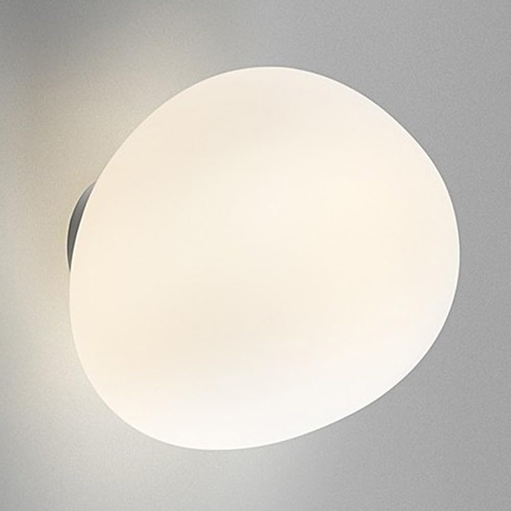 Mjsdjof White Glass Wall Lighting Sconce Indoor Art Decoration Wall Mount Light Oval Design - Mid Century Modern Wall Lamp for Bedroom Living Dining Room Corridor Stairwell, G9 Base