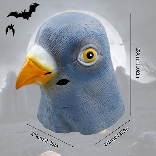 Jcasbdn Taube Maske Latex Vollkopf Vogelmaske mit Luftlöchern Taube Halloween Kostüme für Halloween Kostümparty Cosplay