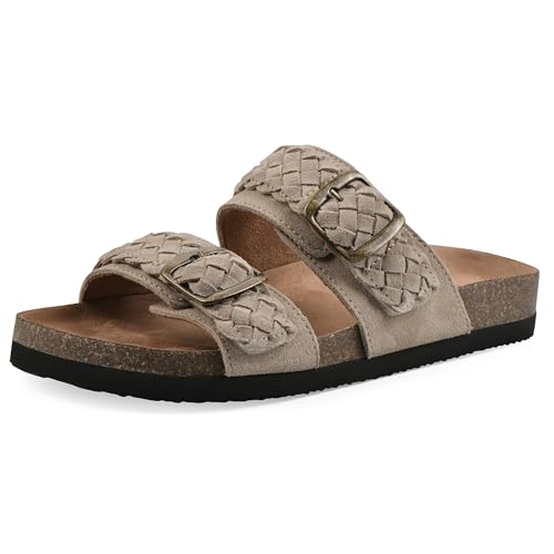 WHITE MOUNTAIN Women's Hey Hey Braided Double-Buckle Signature Comfort-Molded Footbed Sandal