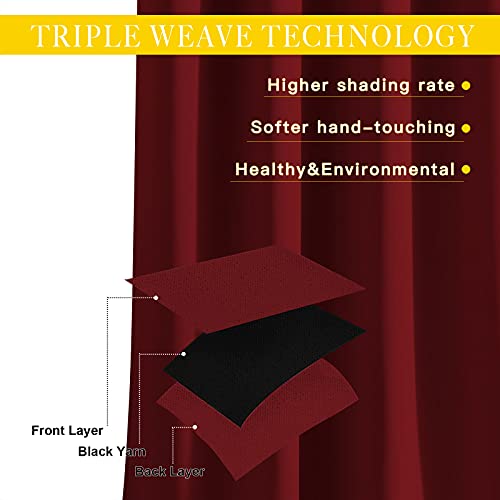 NICETOWN Glass Door Curtains for Window, Wide Thermal Curtain Panels, Sliding Door Drapes, Extra Wide Curtains (Burgundy Red, 80 inches Wide x 84 inches Long)
