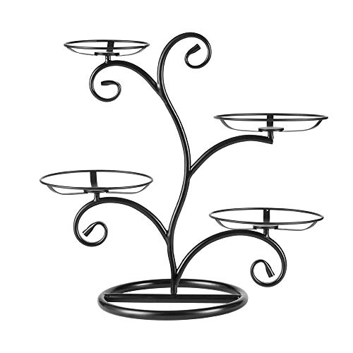 Guangyang Four Tier Tree Stand Display Serving Platter, Multi-Tier Cake Tray Stand, Food Server Display Plate Rack, Black Frame #TOP2