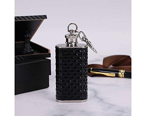 Tauzveok Hip FlasksMiniPortableStainless SteelFashion Bottles Wine Flagon Keychain with Funnelfor Camping Sports Outdoor Walking2oz d