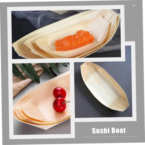 Platos de sushi desechables forma barco madera 60 pzas miniatura 6