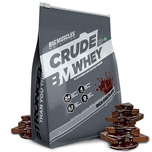 Image of Bigmuscles Nutrition Combo: Crude Whey - 1 kg (Rich Chocolate), 24g Protein and Crude Whey - 1 kg (Cafe Latte), 24g Protein