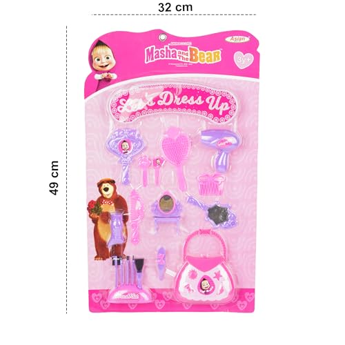 Image of Asian Masha Bear Dress Up & Makeup Kit - Kids Cosmetic Play Set for Girls | Pretend Makeup, Jewelry & Dress-Up Fun | Ages 3+