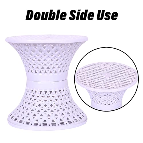 Image of Kuber Industries Seating Stool | Plastic Mesh Damroo Stool | Both Sided Stool for Guestroom | Damroo Style Stool | Stool for Graden | Stool for Balcony | Pack of 2 | Multi