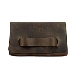 hide drink leather clutch bag with handle handbag pocketbook travel handmade includes 101 year warranty bourbon brown