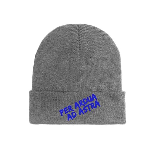 Per Ardua Ad Astra Latin Slogan Broderad Knitad Mössa Beanie Vintermössa Grå