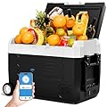 12V Car Refrigerator 59QT(56L) Car Fridge with App Portable Freezer Electric Cooler with Wheels 12/24V DC 110-240 Volt AC for Truck Van RV Camper SUV Travel Camping Road Trips Tailgating -13?~68?