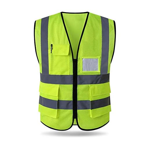 HYCOPROT High Visibility Mesh Safety Reflective Vest with Pockets and Zipper, Meets ANSI/ISEA Standards (S, Yellow)