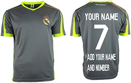 Real Madrid Soccer Training Jersey Performance Customized Any Name (XL, Grey)