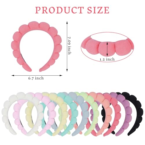 10 Pcs Spa Headband Bulk for Women Makeup Sponge Headband Puffy Hair Band for Washing Face Women Girls (Terry Cloth)2
