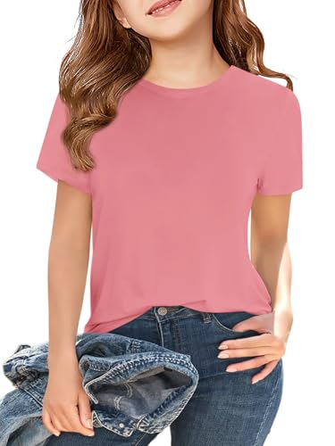 Image of Girls Short Sleeve T Shirts Kids Summer Tops Crewneck Tees 5-14 Years