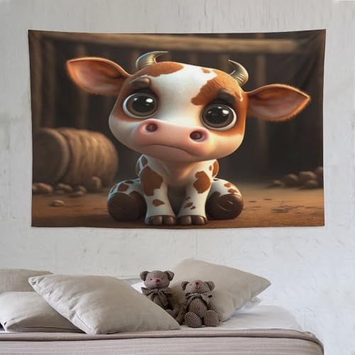 Tapisserie murale vache mignonne pour masquer un mur vide avec une tenture ultra douce