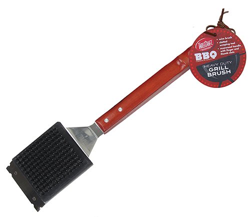 TableCraft BBQWBR BBQ Stainless Steel Brush with Wood Handle, 18 Inch, Silver