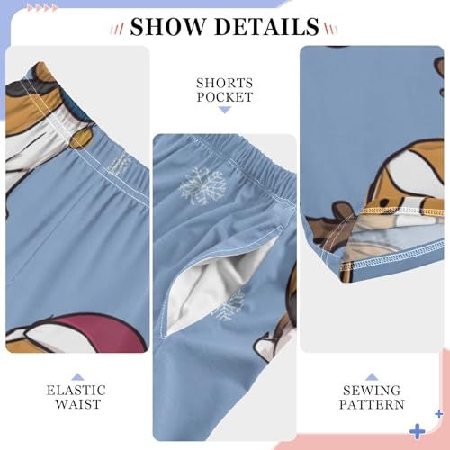 ZZXXB Christmas Snow Beagle Boys Long Pants Soft Trousers Elastic Waist Kids Lounge Bottoms with Pockets S-XL4