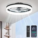 HONGHCL Ventilador de Techo con Luz 50cm/20in - Lampara Ventilador de Techo con Remoto y APP, Abanico de Techo con Luz...