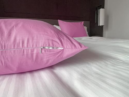 Image of Soft Pillow Covers 21 x 32 Inches - 100% Egyptian Cotton 400 Thread Count Set of 2 Pillow Cover Set Envelope Closure Hotel Quality Pillowcase - Pink