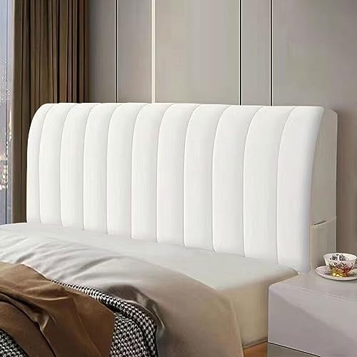 Crystal Velvet Bed Headboard Covers Short Plush Upholstered Stretch Bed Head Cover Bed Headboard Slipcover Double Single Queen King Head Board Dustproof Protector for Bedroom Décor(220cm,White)