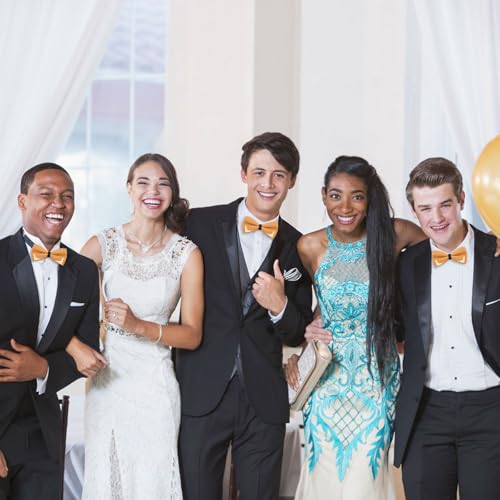 Image of Bow Ties for Men Women Metal Gold Bowtie, Pre Tied Mens Bow Tie Tuxedo Bowties Men for Prom Wedding Party
