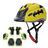 Atphfety Kids Helmet Set,Toddler Helmet for Boys Girls Age 5-8 with Knee Elbow Pads Wrist Guards for Bike Skating Skateboard Cycling Scooter Rollerblading (S:50 cm - 54cm/19.7-21.2 inch, Bat)