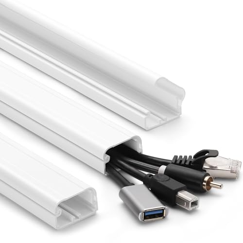 39in Cord Covers for Wires on Wall, YCLYC Wall Cord Cover, Large TV Cable Hider Wall Kit, White TV Cord Hider for Wall Mounted TV, Electrical Cable Raceway Cord Organizer, 3 X L13in W1.2 H0.7