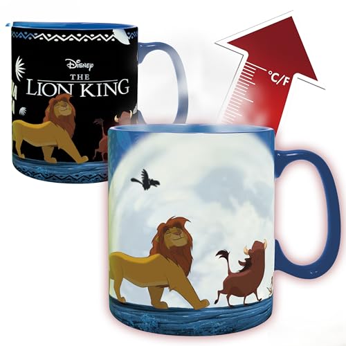 ABYSTYLE – Mug Thermo-Réactif LE ROI LION – Produit Officiel DISNEY – 460 ml – Change au Contact de la Chaleur – Boîte Cartonnée